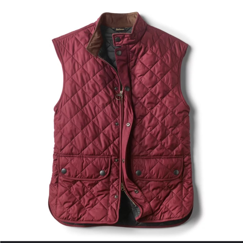 Barbour Lowerdale Gilet Mens Red Maroon Quilted Vest